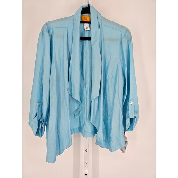 Ruby Rd Womens Sz 16 Tab Sleeve Open Front Cardigan Sweater Light Blue NEW - Picture 1 of 4